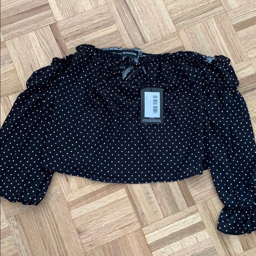 Off the shoulder polka dot top